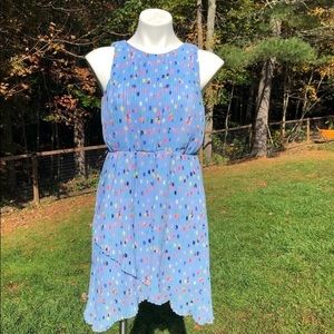Tommy Hilfiger lined accordion pleat varied hem polka dot dress girls 12/14
